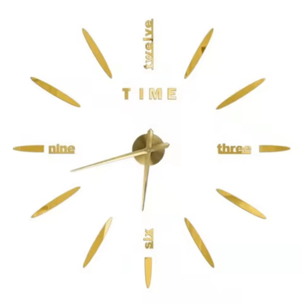 Modern 3D DIY Wall Clock Large Acrylic Mirror Sticker Quartz Decor 10