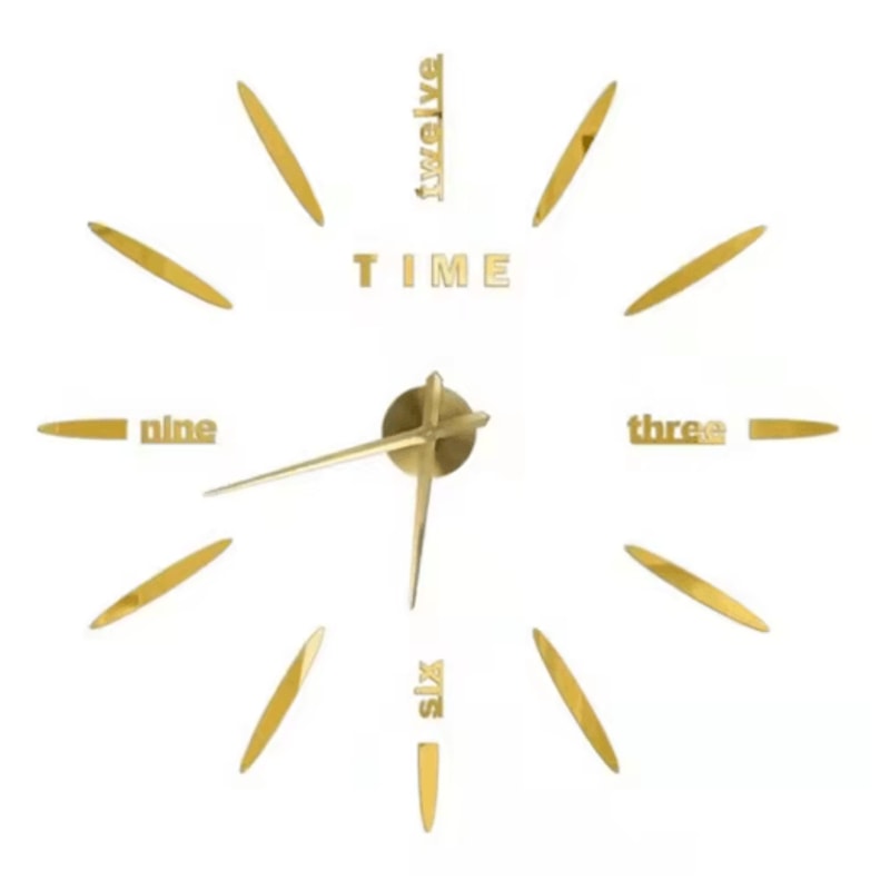 Modern 3D DIY Wall Clock Large Acrylic Mirror Sticker Quartz Decor 10