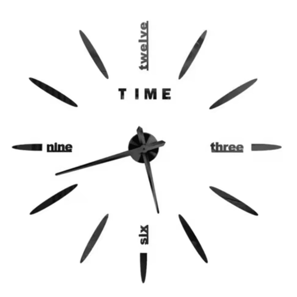 Modern 3D DIY Wall Clock Large Acrylic Mirror Sticker Quartz Decor 12