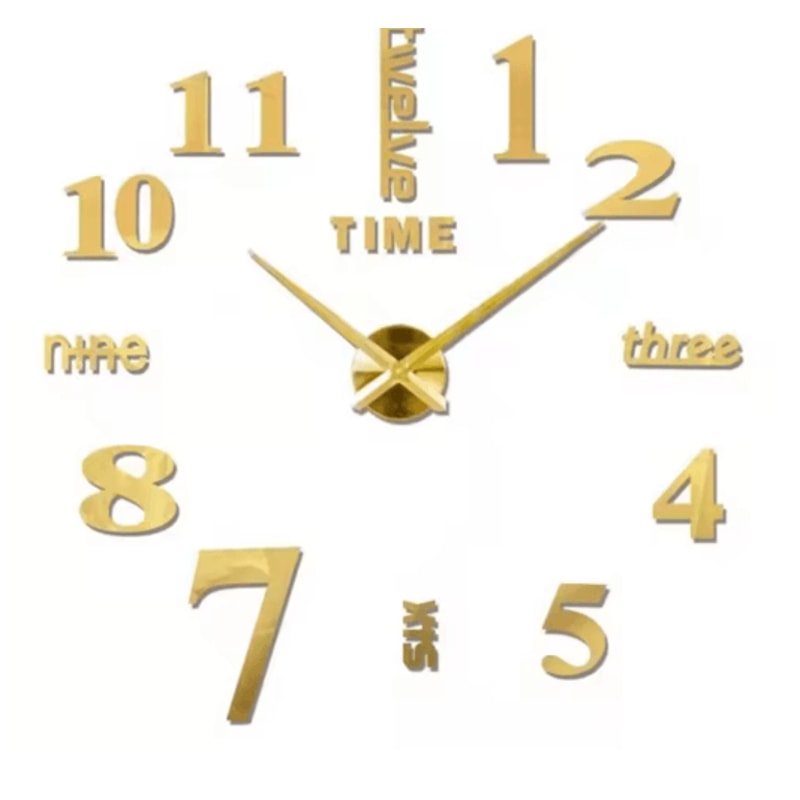 Modern 3D DIY Wall Clock Large Acrylic Mirror Sticker Quartz Decor 14