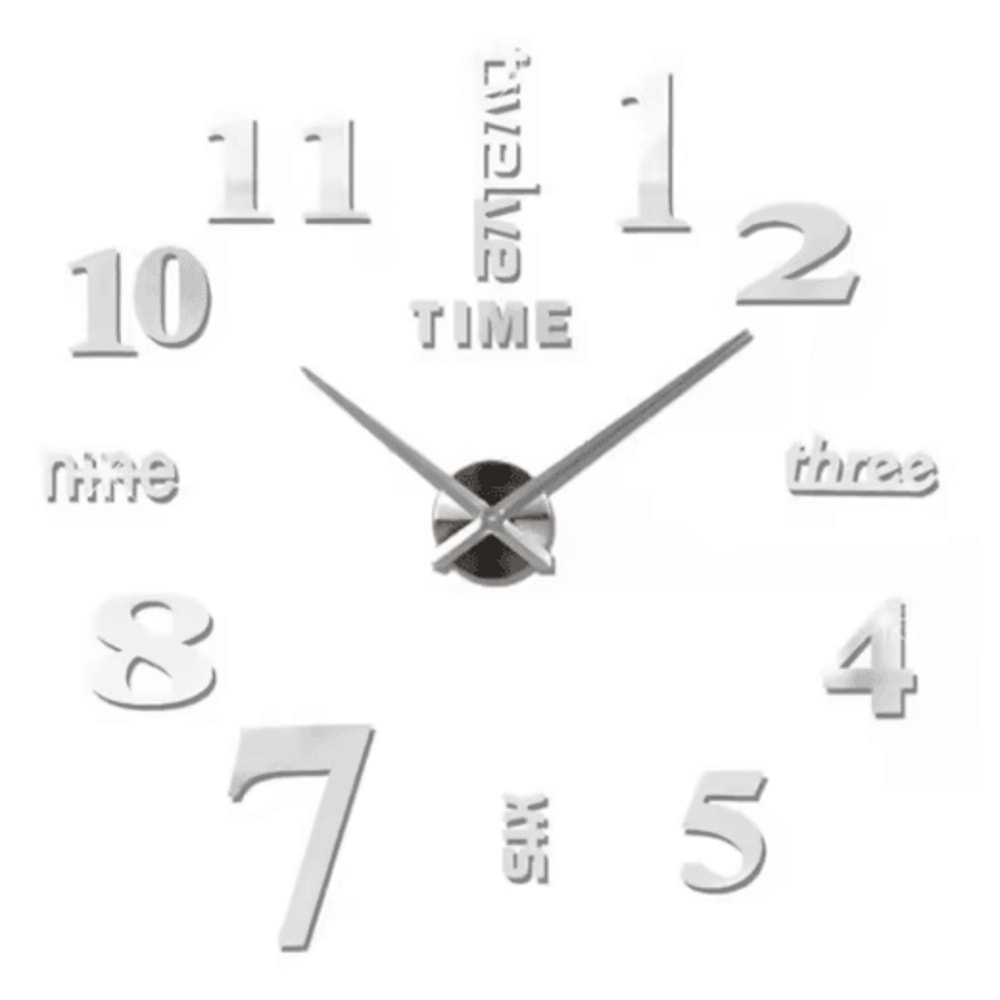 Modern 3D DIY Wall Clock Large Acrylic Mirror Sticker Quartz Decor 15