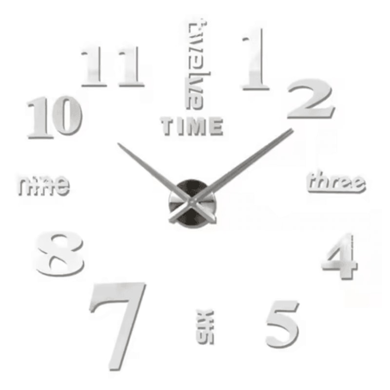 Modern 3D DIY Wall Clock Large Acrylic Mirror Sticker Quartz Decor 15