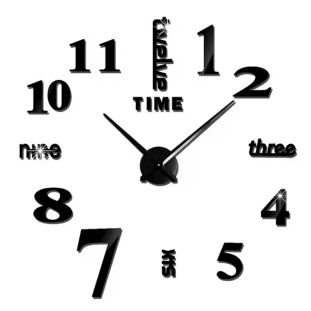 Modern 3D DIY Wall Clock Large Acrylic Mirror Sticker Quartz Decor 16