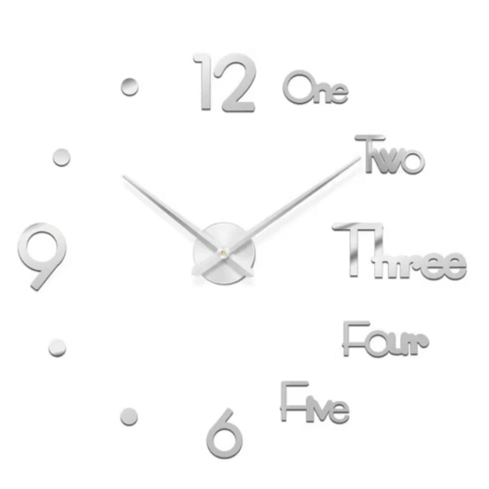 Modern 3D DIY Wall Clock Large Acrylic Mirror Sticker Quartz Decor 18