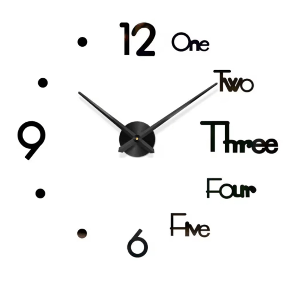 Modern 3D DIY Wall Clock Large Acrylic Mirror Sticker Quartz Decor 19