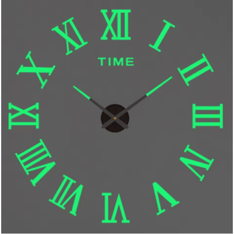 Modern 3D DIY Wall Clock Large Acrylic Mirror Sticker Quartz Decor 20