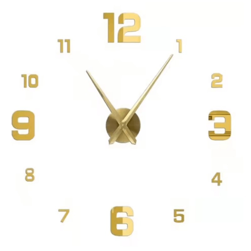 Modern 3D DIY Wall Clock Large Acrylic Mirror Sticker Quartz Decor 6