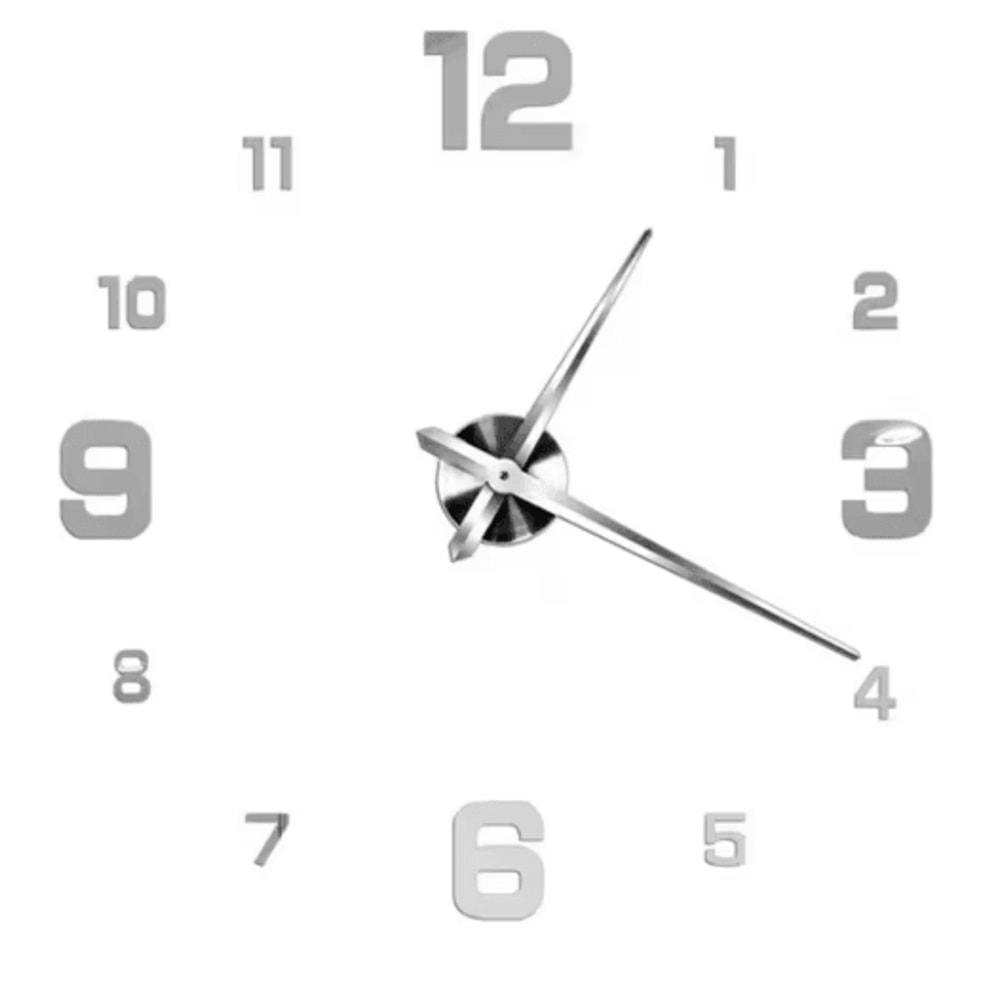 Modern 3D DIY Wall Clock Large Acrylic Mirror Sticker Quartz Decor 7