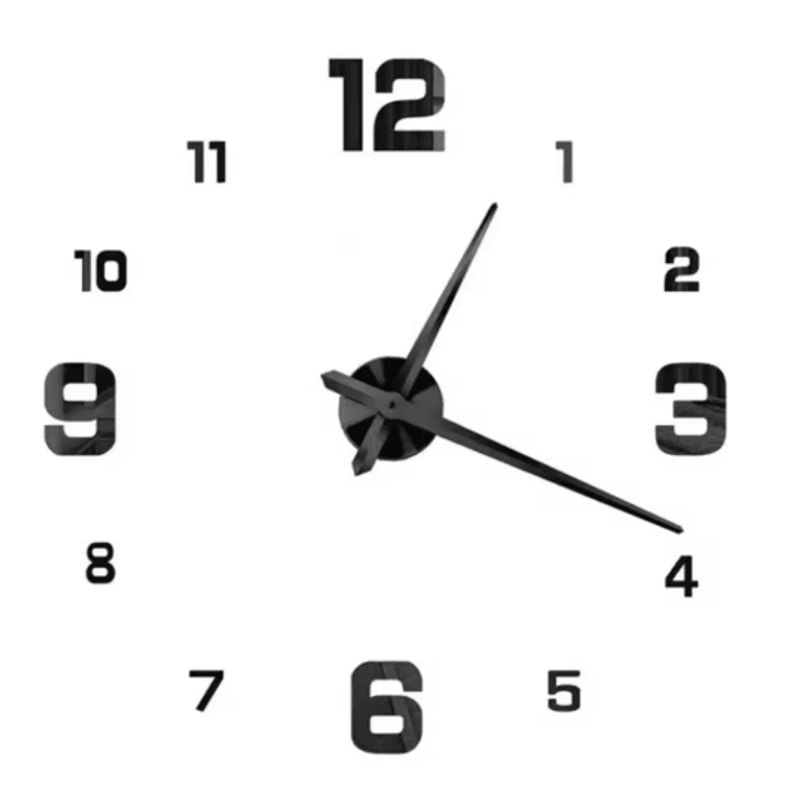 Modern 3D DIY Wall Clock Large Acrylic Mirror Sticker Quartz Decor 8