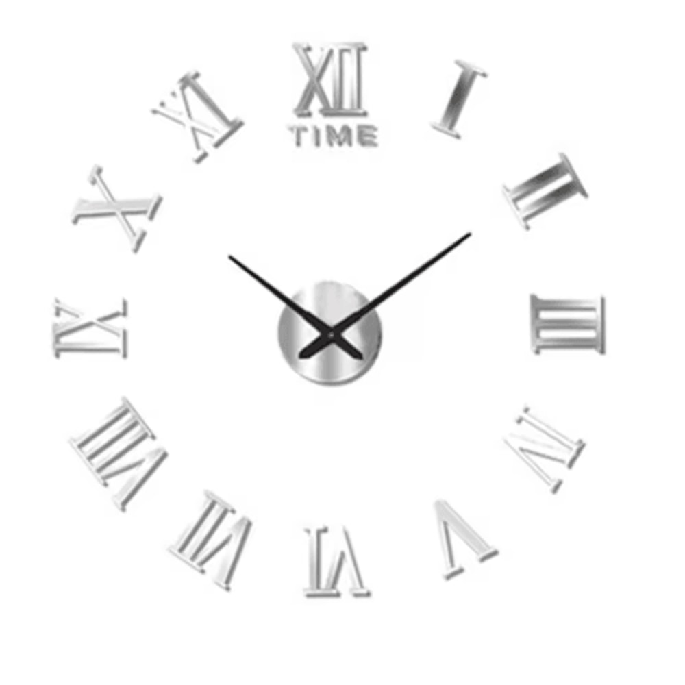 Modern 3D DIY Wall Clock Large Acrylic Mirror Sticker Quartz Decor 21