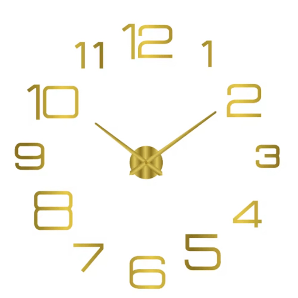 Modern 3D DIY Wall Clock Large Acrylic Mirror Sticker Quartz Decor 24