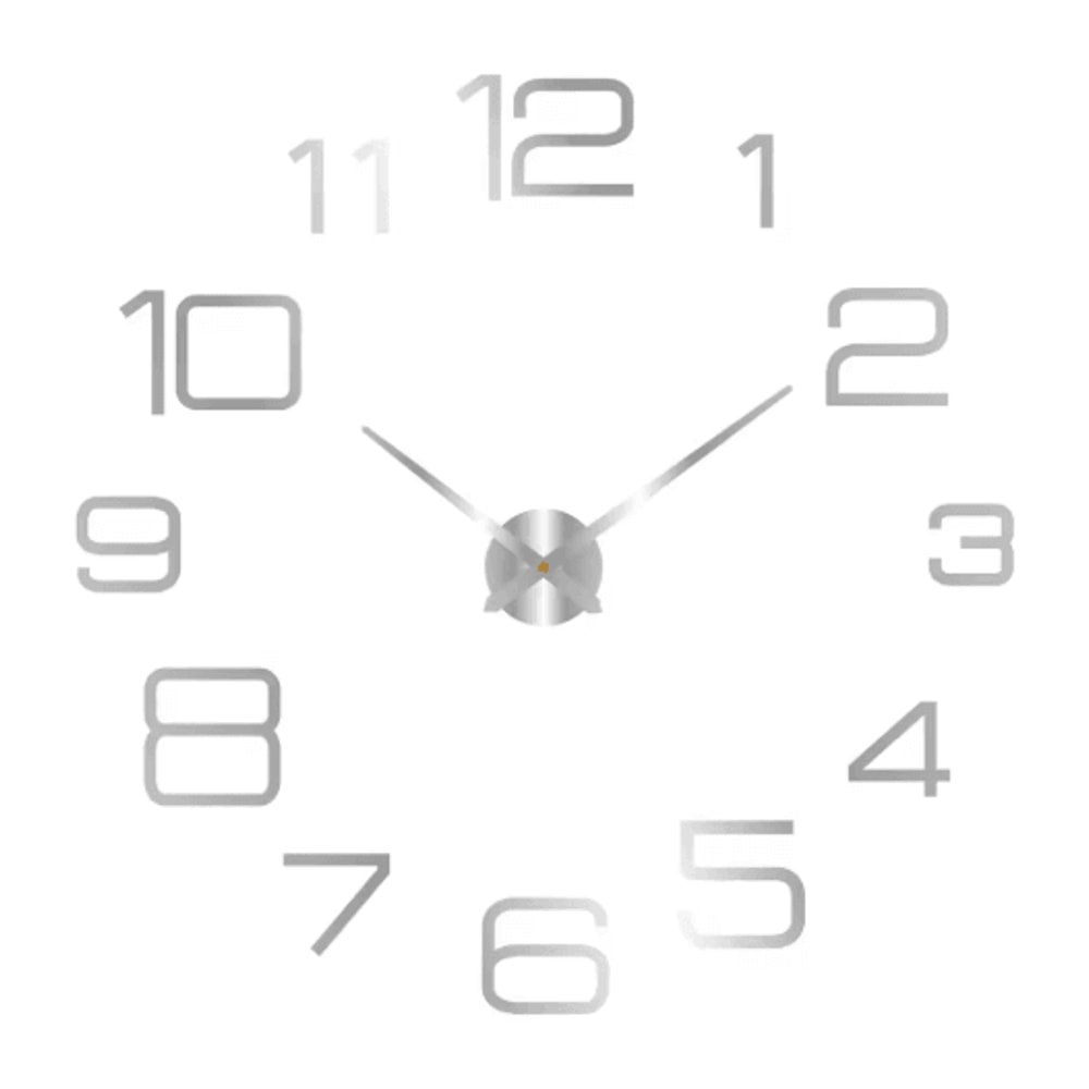 Modern 3D DIY Wall Clock Large Acrylic Mirror Sticker Quartz Decor 25