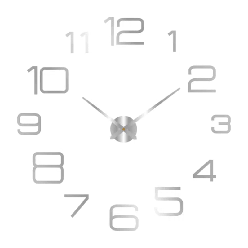 Modern 3D DIY Wall Clock Large Acrylic Mirror Sticker Quartz Decor 25