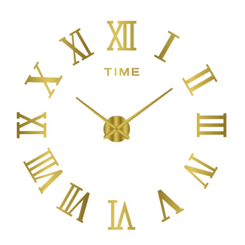 Modern 3D DIY Wall Clock Large Acrylic Mirror Sticker Quartz Decor 27