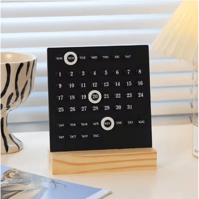 Modern Minimalist Perpetual Desk Calendar Creative Reusable Office Decor 1