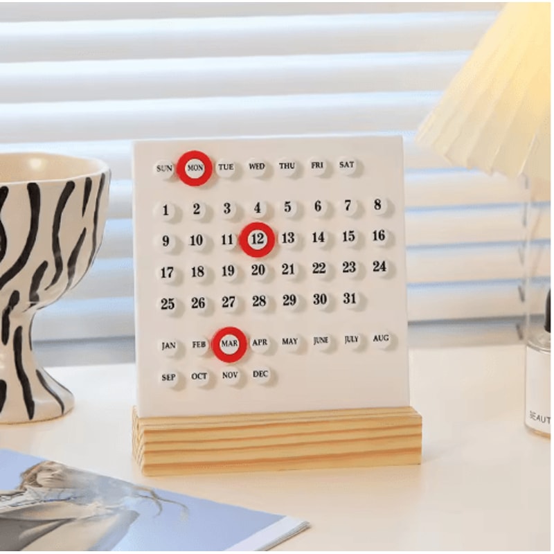 Modern Minimalist Perpetual Desk Calendar Creative Reusable Office Decor 6