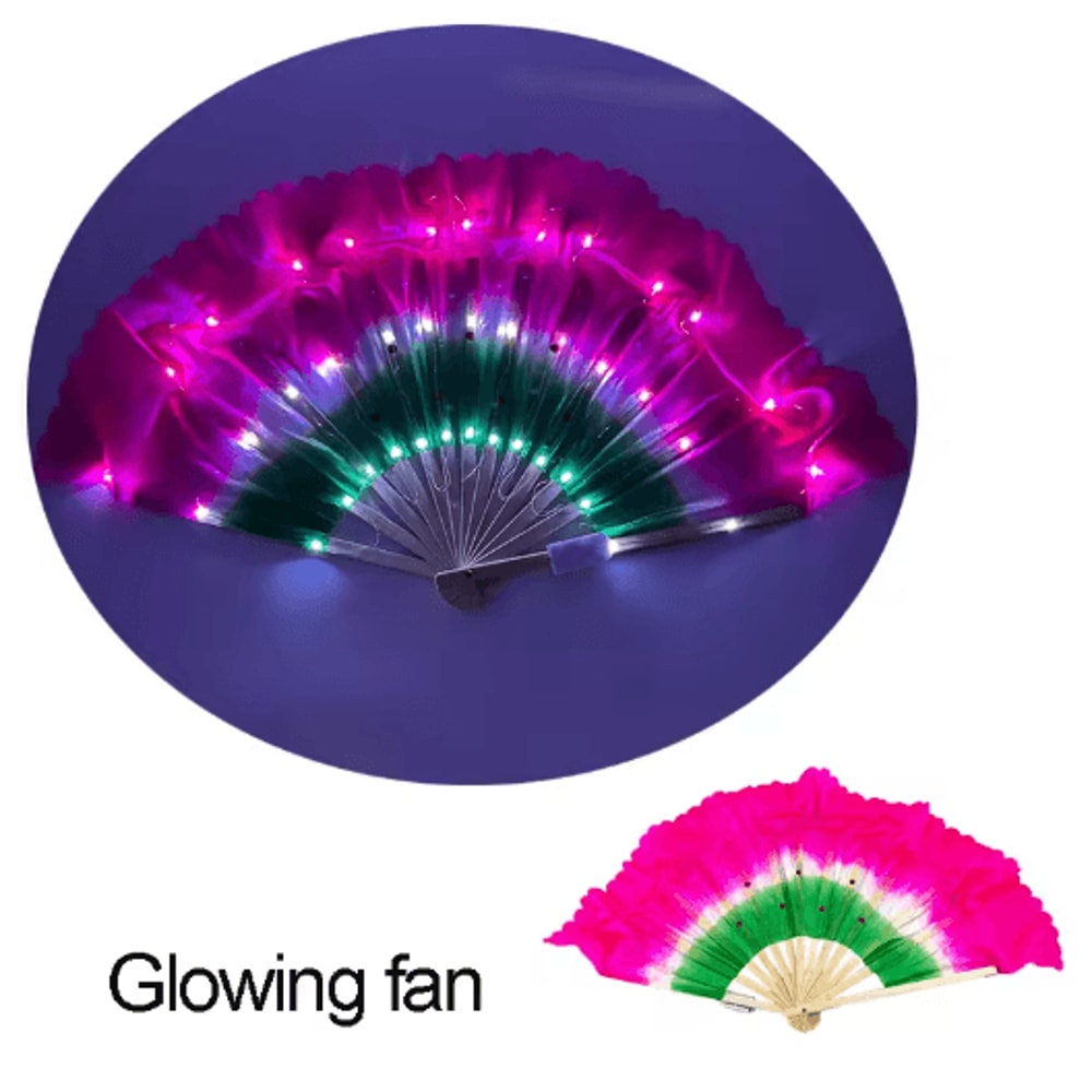 LED Neon Folding Rave Fan Glowing Party Hand Fan For Festivals Events 10