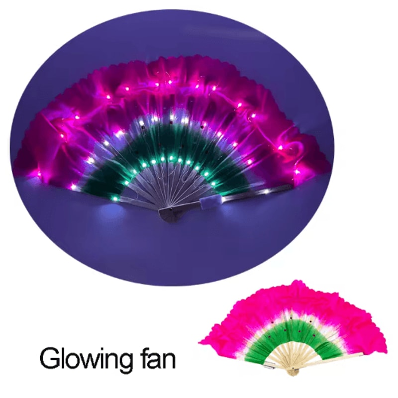 LED Neon Folding Rave Fan Glowing Party Hand Fan For Festivals Events 10