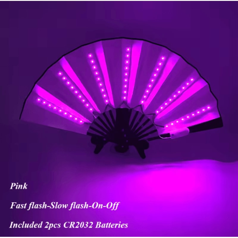 LED Neon Folding Rave Fan Glowing Party Hand Fan For Festivals Events 12