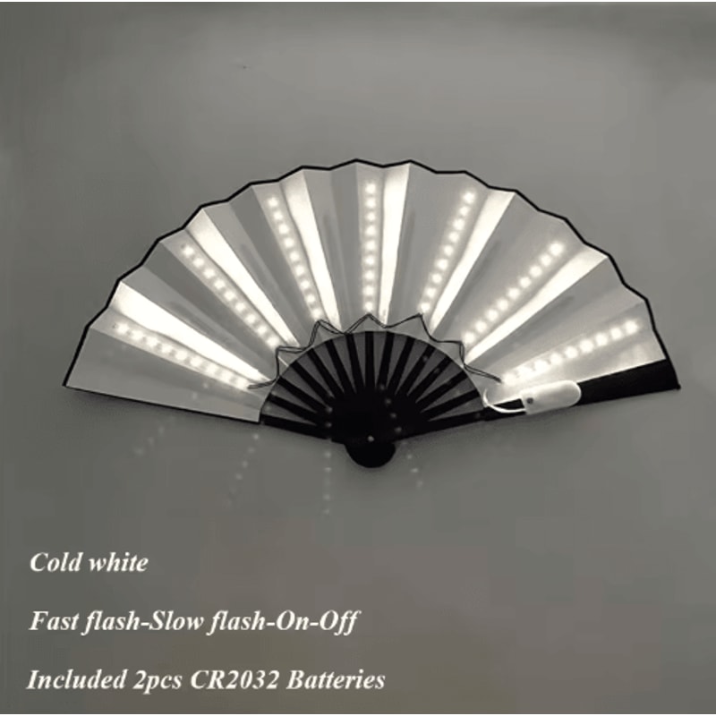 LED Neon Folding Rave Fan Glowing Party Hand Fan For Festivals Events 13