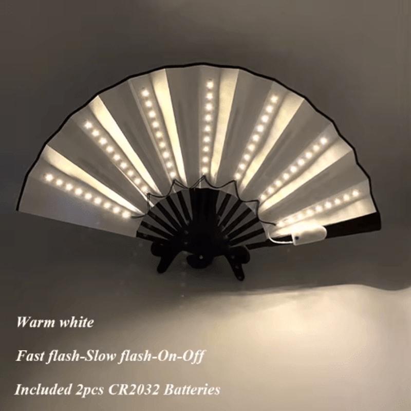 LED Neon Folding Rave Fan Glowing Party Hand Fan For Festivals Events 14