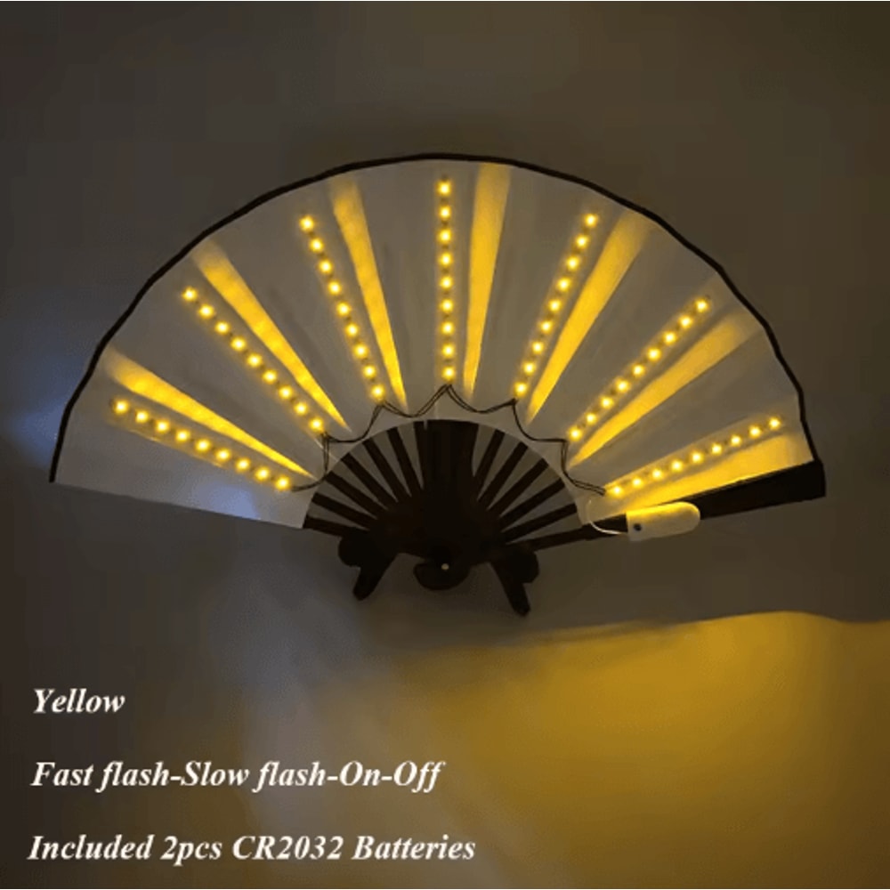 LED Neon Folding Rave Fan Glowing Party Hand Fan For Festivals Events 15
