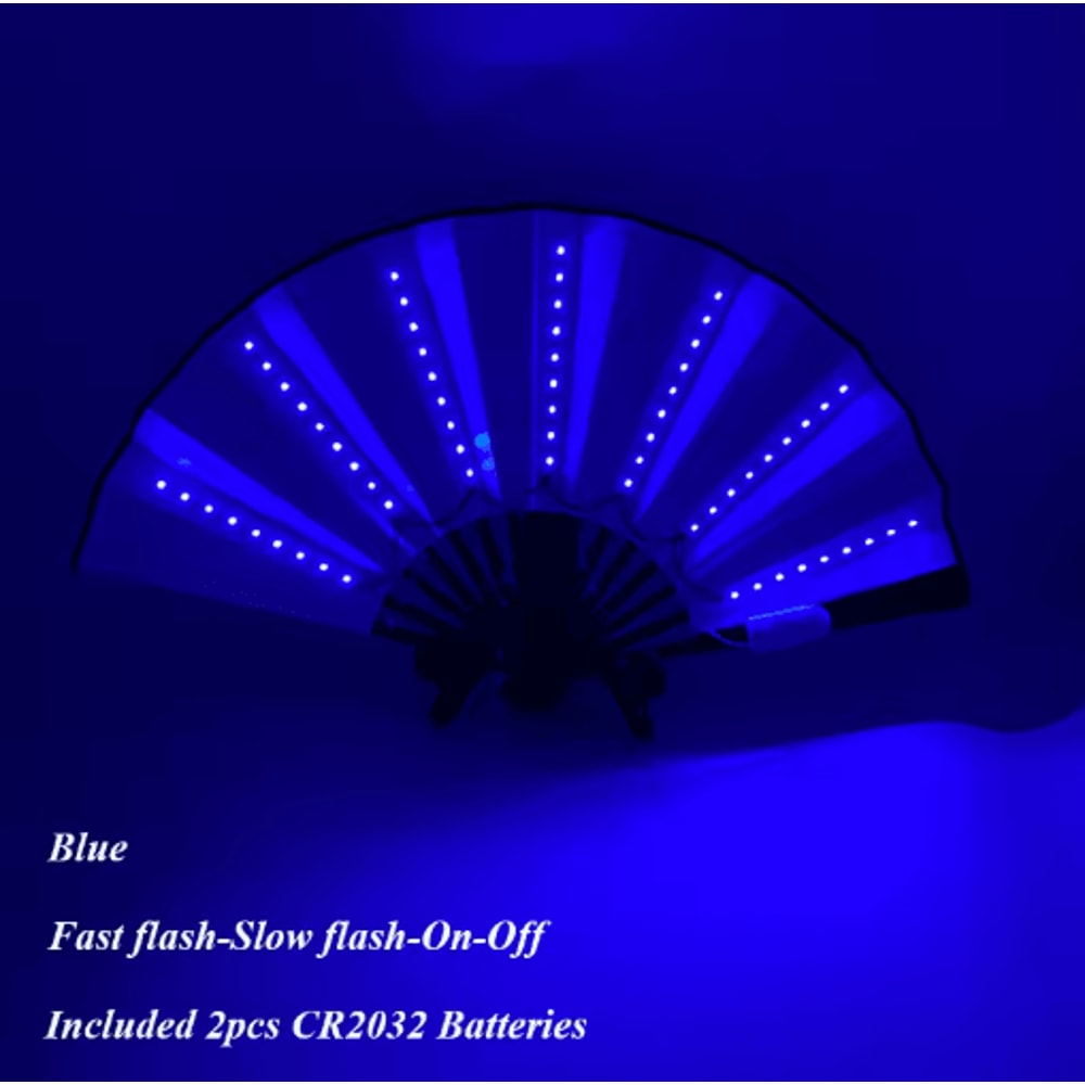 LED Neon Folding Rave Fan Glowing Party Hand Fan For Festivals Events 16