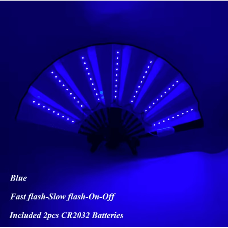 LED Neon Folding Rave Fan Glowing Party Hand Fan For Festivals Events 16