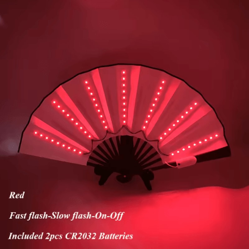 LED Neon Folding Rave Fan Glowing Party Hand Fan For Festivals Events 17