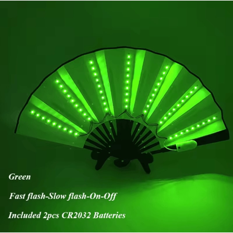 LED Neon Folding Rave Fan Glowing Party Hand Fan For Festivals Events 18