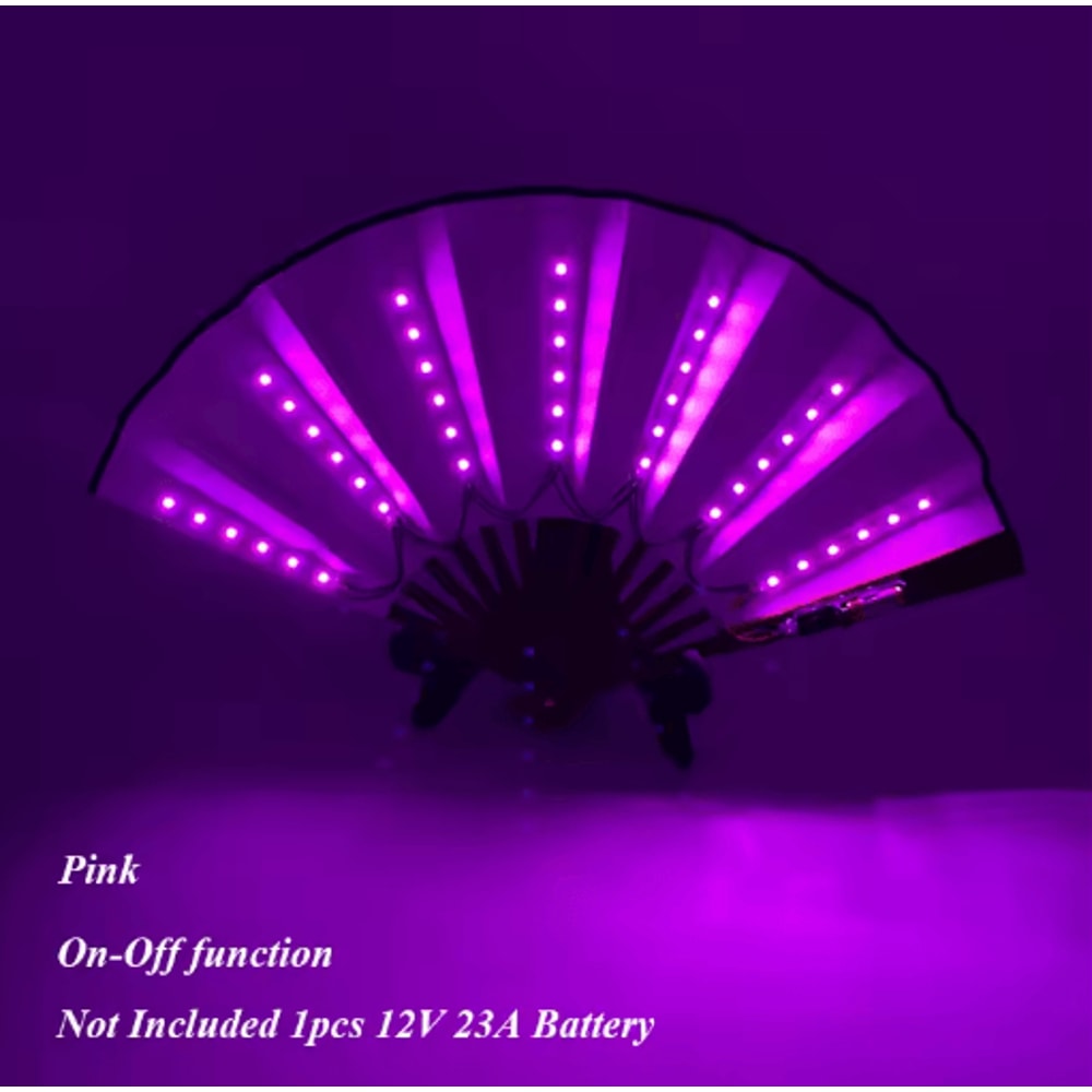 LED Neon Folding Rave Fan Glowing Party Hand Fan For Festivals Events 20