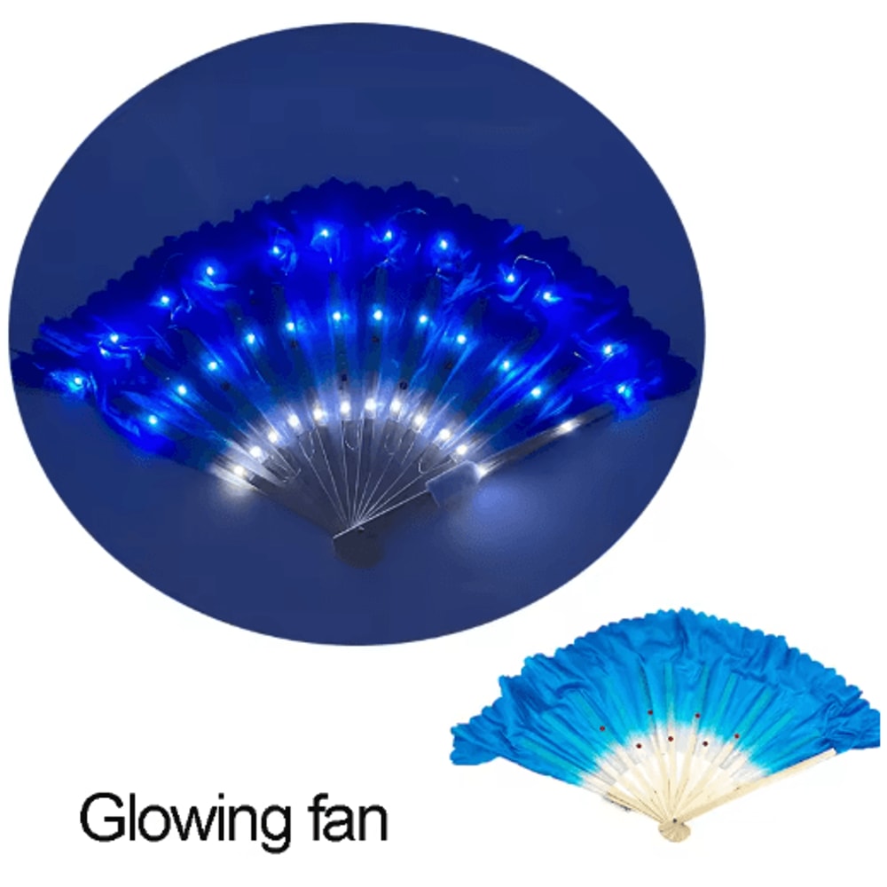 LED Neon Folding Rave Fan Glowing Party Hand Fan For Festivals Events 6
