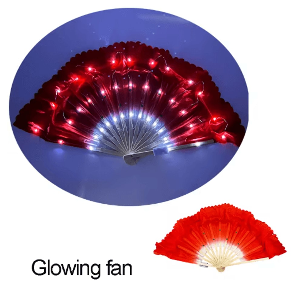LED Neon Folding Rave Fan Glowing Party Hand Fan For Festivals Events 8