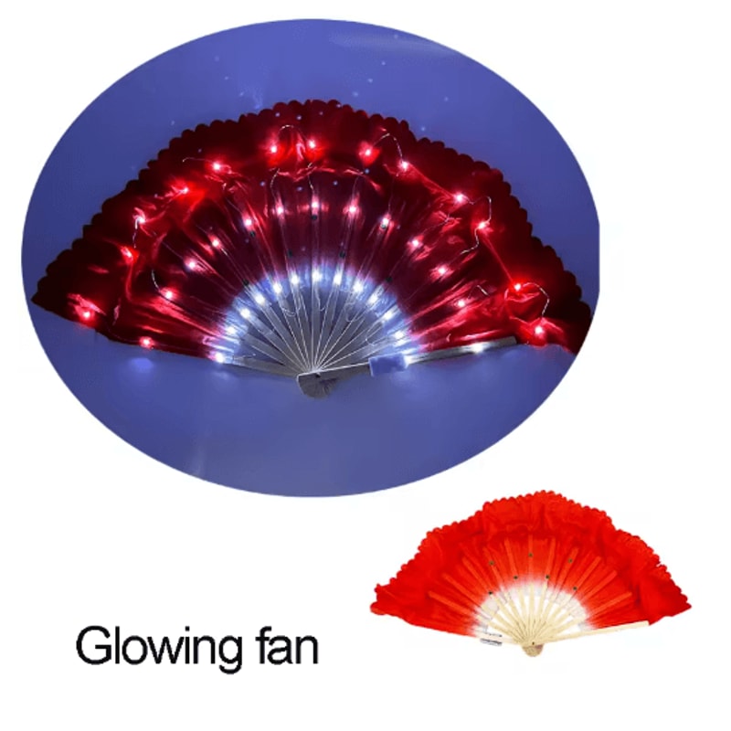 LED Neon Folding Rave Fan Glowing Party Hand Fan For Festivals Events 8