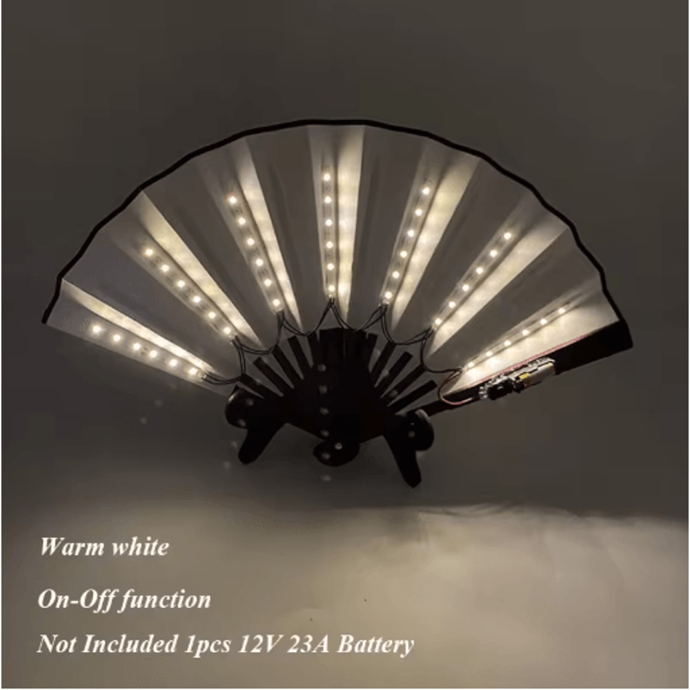 LED Neon Folding Rave Fan Glowing Party Hand Fan For Festivals Events 22