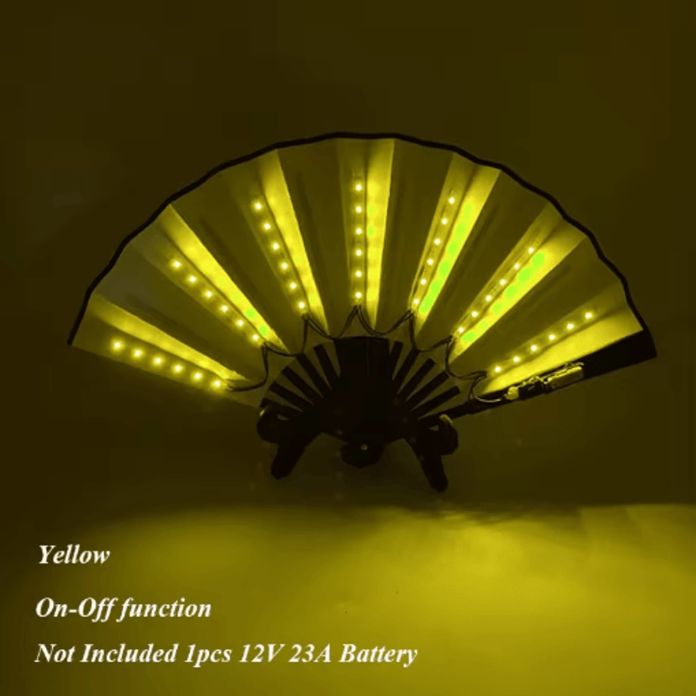 LED Neon Folding Rave Fan Glowing Party Hand Fan For Festivals Events 23