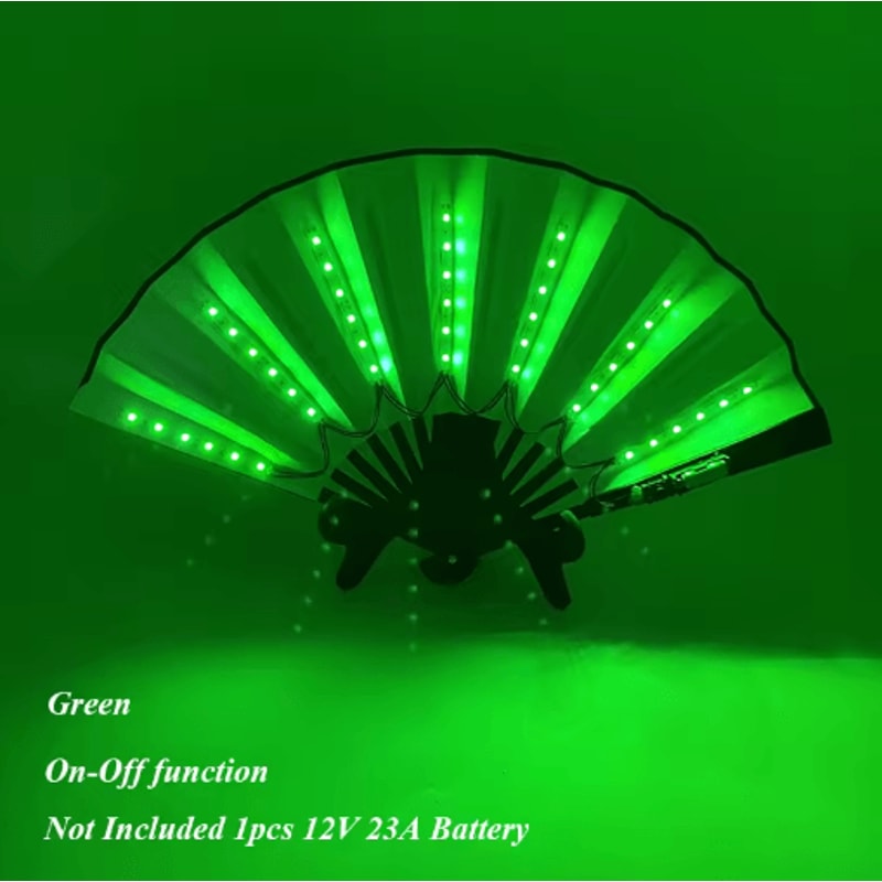 LED Neon Folding Rave Fan Glowing Party Hand Fan For Festivals Events 25