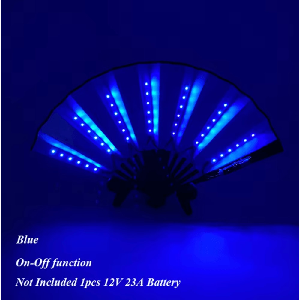 LED Neon Folding Rave Fan Glowing Party Hand Fan For Festivals Events 26