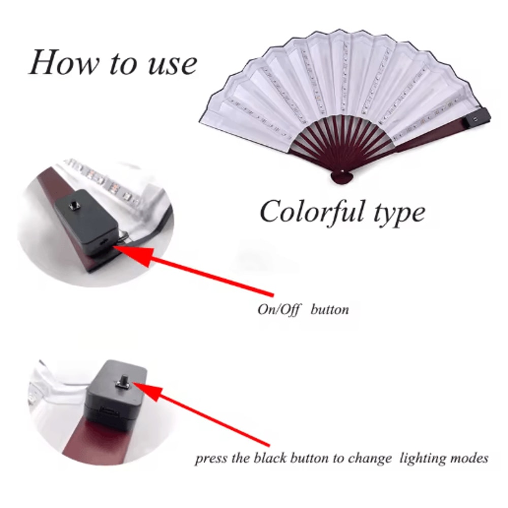 LED Neon Folding Rave Fan Glowing Party Hand Fan For Festivals Events 27