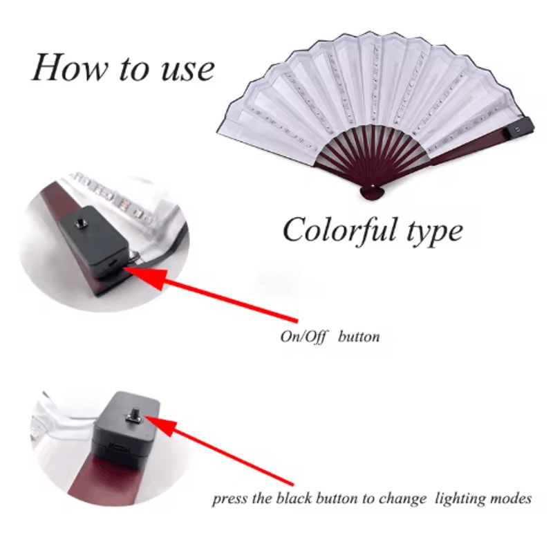 LED Neon Folding Rave Fan Glowing Party Hand Fan For Festivals Events 27