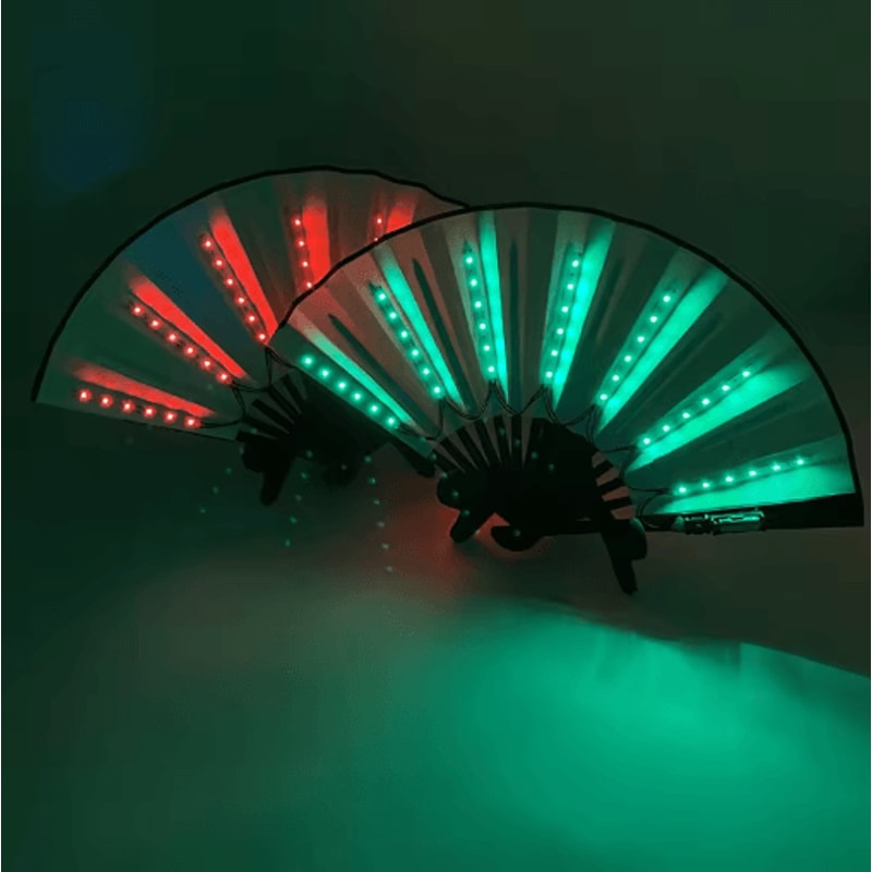 LED Neon Folding Rave Fan Glowing Party Hand Fan For Festivals Events 29