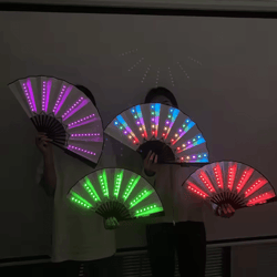 led neon folding rave fan glowing party hand fan for festivals & events
