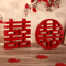 Red Double Happiness XI Wood Decor Traditional Chinese Wedding Wall Ornament 0