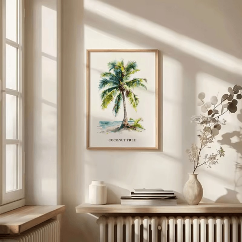 Green Botanical Leaves Canvas Wall Art Calming Nature Houseplant Decor 4