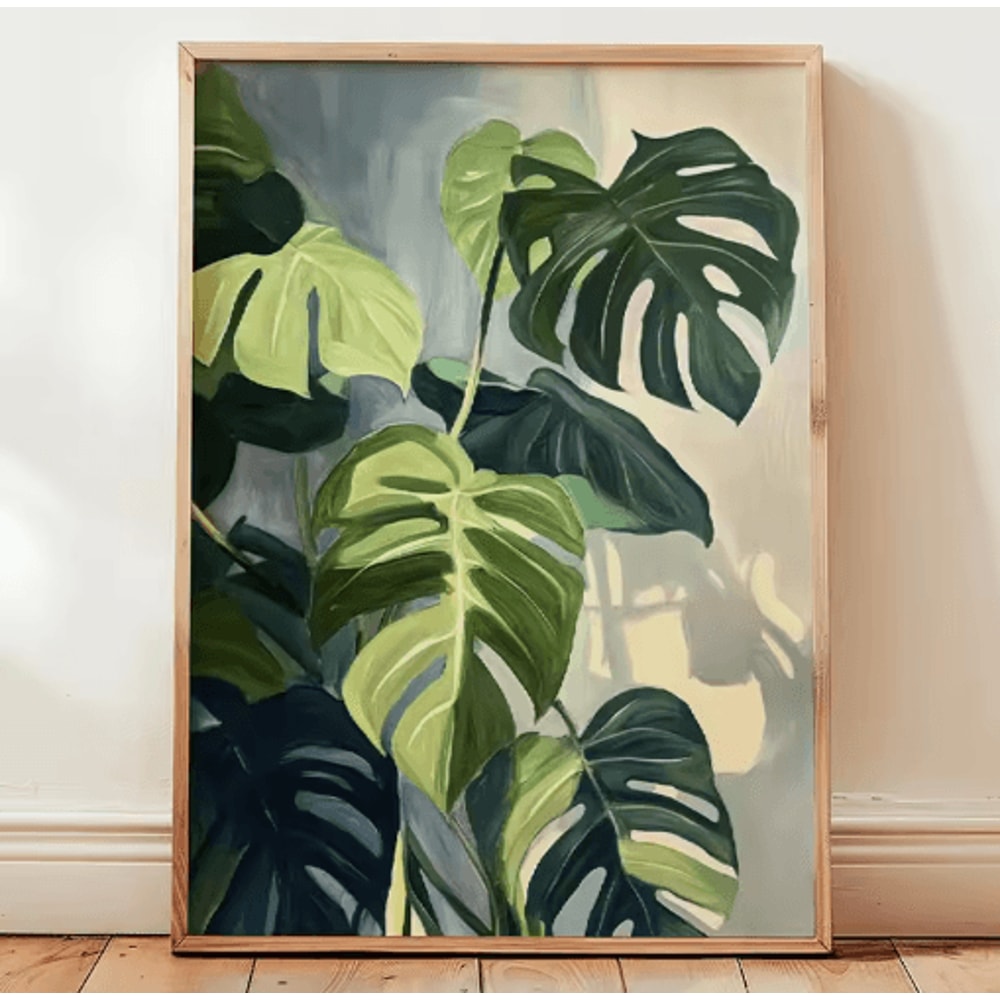 Green Botanical Leaves Canvas Wall Art Calming Nature Houseplant Decor 13