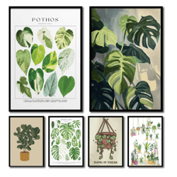 green botanical leaves canvas wall art – calming nature houseplant decor