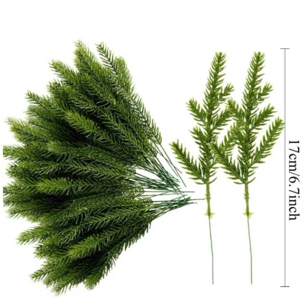Artificial Pine Branches Set 20pcs Christmas Pine Stems For DIY Holiday Decor 2