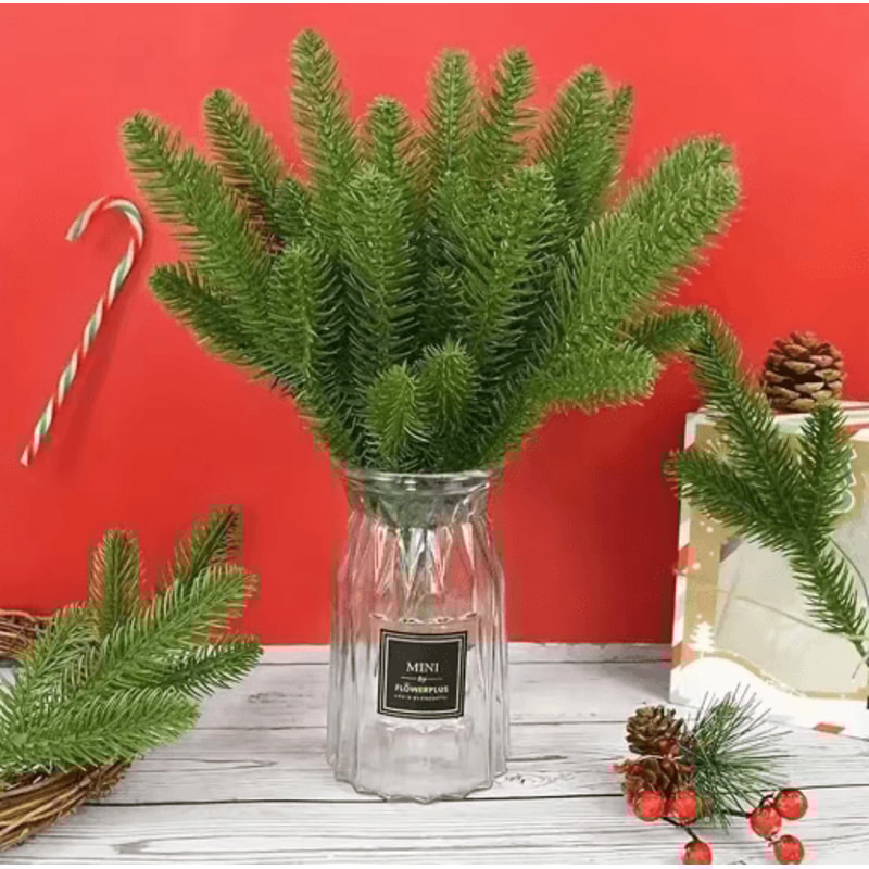 Artificial Pine Branches Set 20pcs Christmas Pine Stems For DIY Holiday Decor 7