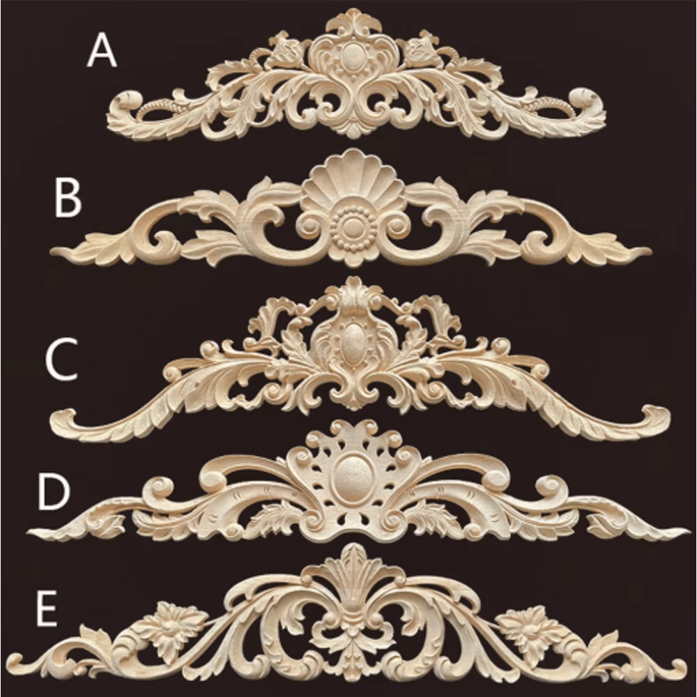 HandCarved Wooden Appliques Onlays Decorative Furniture Trim Accents 0