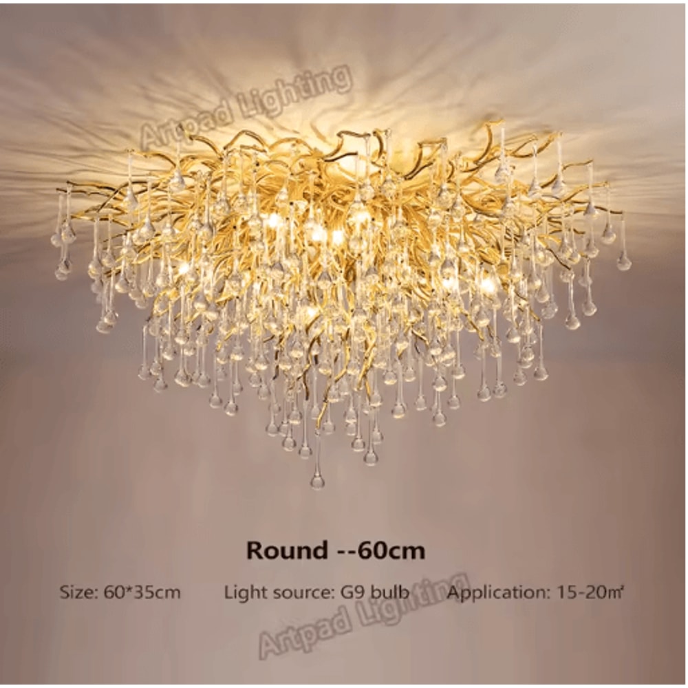 Nordic Gold K9 Crystal Chandelier Modern Luxury LED Ceiling Light 9